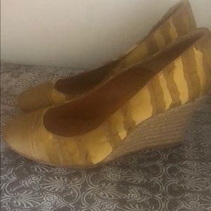 Lanvin wedge heels tan and yellow